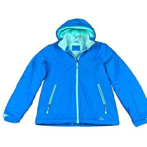 LL Bean kids Thinsulate Insulated TEK Coat Jacket L 14-16 Blue Hooded 283666